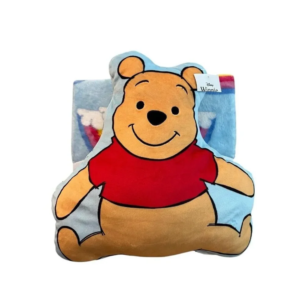 DISNEY Winnie the Pooh Shaped Pillow and Travel Throw Blanket Set Gift NWT
